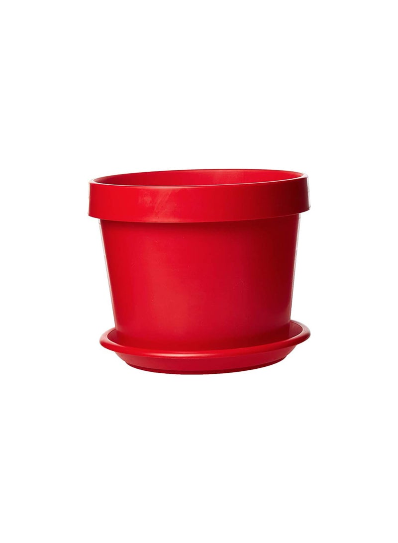 Idel Plastic Plant Pot with Saucer 28cm – Indoor Outdoor Decorative Flower Planter for Balcony, Garden & Home – Lightweight & Durable Gardening Pot – Grow with Italia by Idel - Image 1