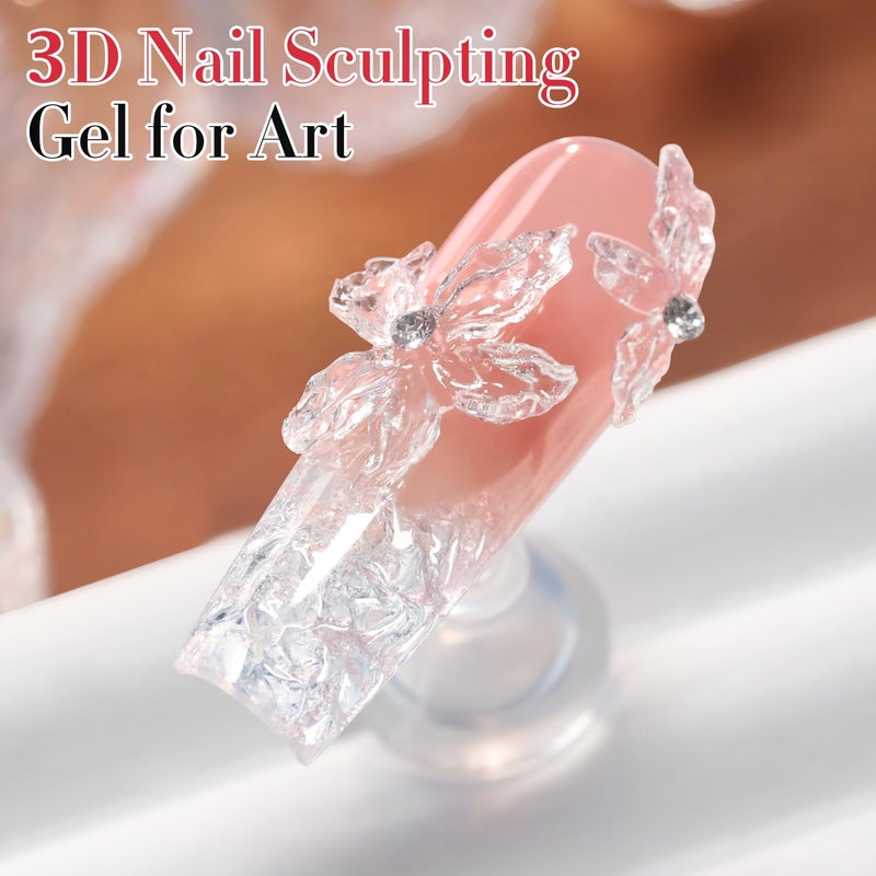 Double Rhythm 3D Nail Gel Clear Solid Sculpting for Art Non-Sticky Hard Gel for Building Carving Molding Nail Extension Soak Off UV/LED Nail Art Salon Home DIY 0.5 Oz (Clear) - Image 5