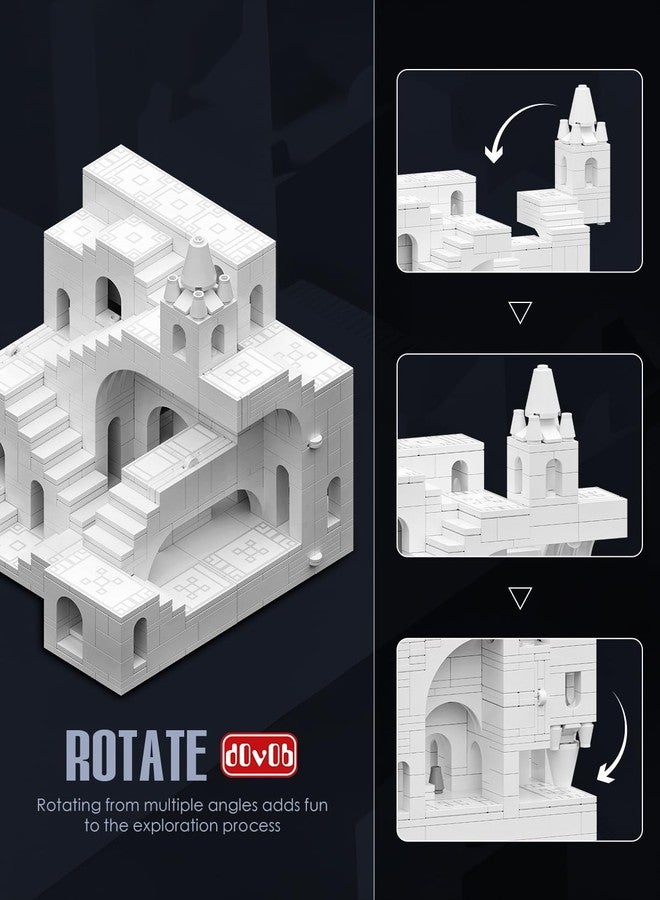 dOvOb Architectural Transformable White Castle Building Blocks Set - 668PCS Construction Magic Maze Mode Collectible Display Set for Adults and Teen - Image 4