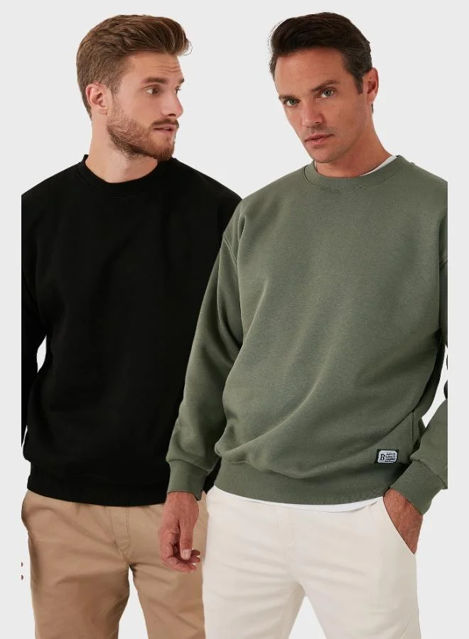 Buratti  Buratti Regular Fit Crew Neck Fleece Lined 2-Pack Men's Sweatshirt 5905255S2 for Men | Best Price UAE