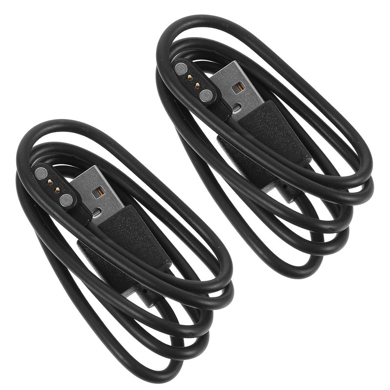 2 قطعة كابل شحن مغناطيسي USB لساعة ذكية متوافق مع كابل شحن بديل عالمي للأجهزة القابلة للارتداء، لون أسود، موصل 2.5-8 مم لإكسسوارات الساعة الذكية - Image 1