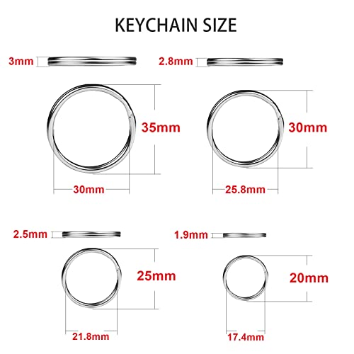 ZoloAJay 40 Pack Silver Key Ring Keychain Assorted in 4 Sizes Metal Round Split Key Chains Rings for Home Car Dog Tag Office Lanyards Keys Attachment - Image 2