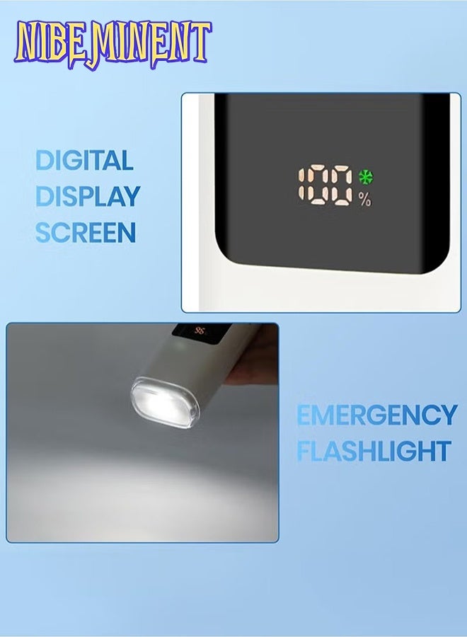 NIBEMINENT 2025 Portable Handheld Cooling Ice Fan, Speed(1-100) Adjustable Mini Turbo Fans, 4000mAh Battery USB Rechargeable Personal Fans, LED Digital Display, 3 IN 1 Foldable Fan for Travel/Camping/Outdoor/Office - Image 4