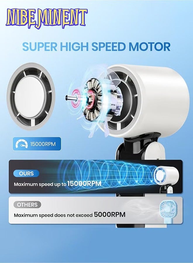 NIBEMINENT 2025 Portable Handheld Cooling Ice Fan, Speed(1-100) Adjustable Mini Turbo Fans, 4000mAh Battery USB Rechargeable Personal Fans, LED Digital Display, 3 IN 1 Foldable Fan for Travel/Camping/Outdoor/Office - Image 5