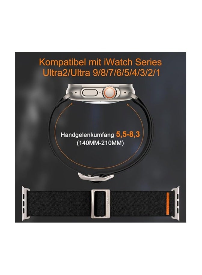 Solo Loop Nylon Band Compatible with Apple Watch Ultra 2/Ultra Band 49mm 45mm 46mm 44mm 42mm for Men Women, Soft Fabric Braided Elastic Sport Strap for iWatch Series SE 10/9/8/7/6/5/4 (Black) - Image 3