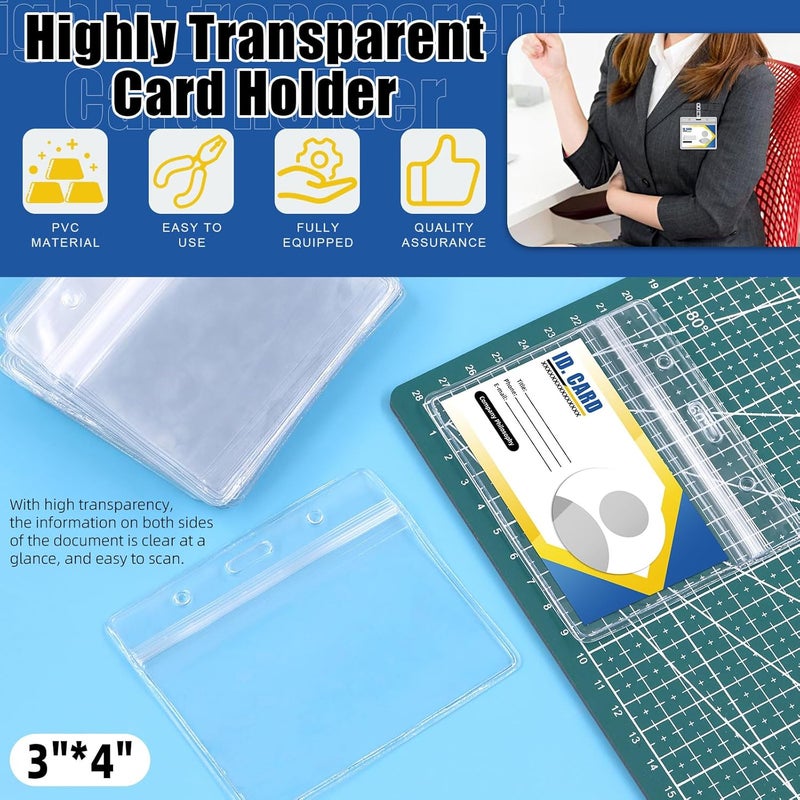 Glarks 50Pcs PVC ID Badge Holders Clear Plastic Horizontal Name Tag Holders for Waterproof ID Holder Bulk, ID Card Holder, Name Badge Holder, Name Tag - Image 3