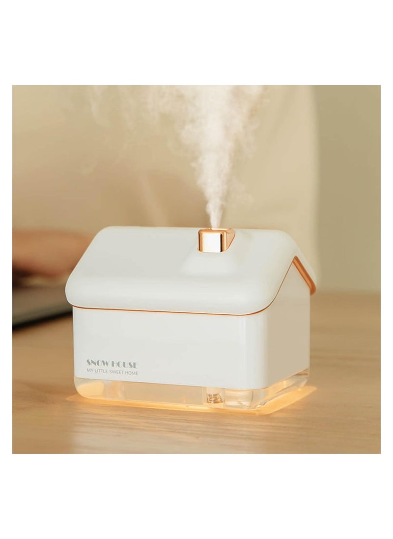 SYOSI - Snow House Mini Humidifier, Without The Noise, USB Nano Atomization Humidifier with Night Light, Desktop Humidifier for Home, Compact and Portable Mini Humidifier, for Bedrooms or Living Rooms(White) - Image 1