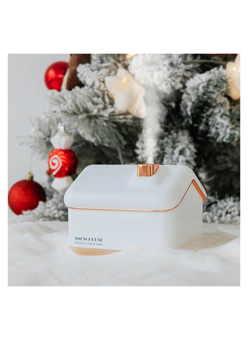 SYOSI - Snow House Mini Humidifier, Without The Noise, USB Nano Atomization Humidifier with Night Light, Desktop Humidifier for Home, Compact and Portable Mini Humidifier, for Bedrooms or Living Rooms(White) - Image 1