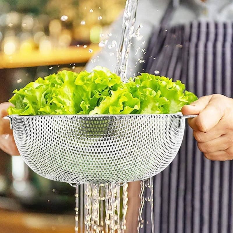 FYCAN Stainless Steel Colander Strainer Drainer with Handle for Rice Fruits Vegetable Noodles Pasta Beans Grains Washing Filter Basket for Kitchen Bowl Storing and Straining Purpose - Image 4