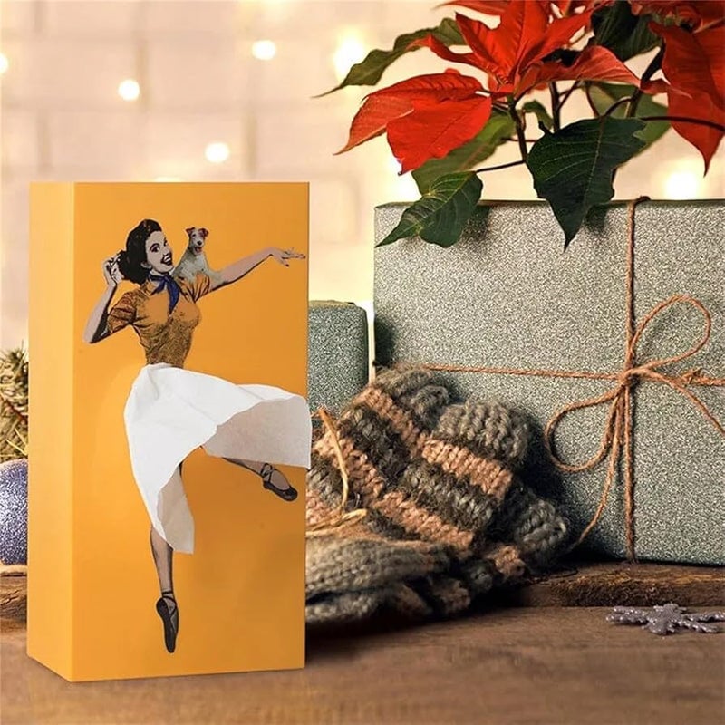KELVEE KELVEE Funny Skirt Tissue Box Holder Thick Vintage Classy Cute Flying Skirt Lady Up Dress Design for Facial Tissues Napkins OfficeBathroom Yellow - Image 2