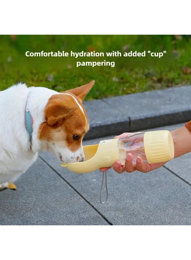 وعاء طعام الحيوانات الأليفة المحمول القابل للطي مع حبل زجاجة طعام سفر صفراء مقاومة للانسكاب - Image 2