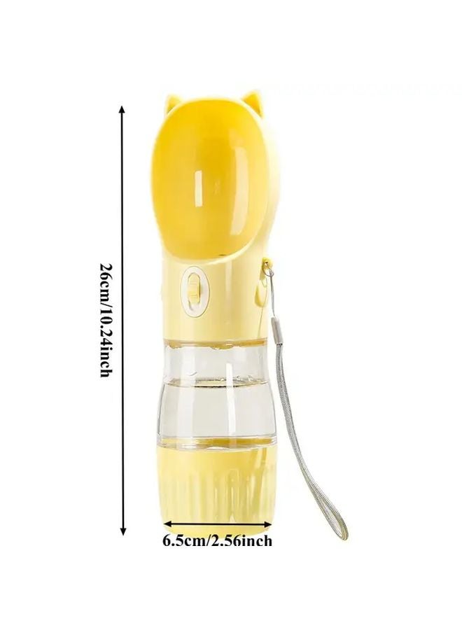 وعاء طعام الحيوانات الأليفة المحمول القابل للطي مع حبل زجاجة طعام سفر صفراء مقاومة للانسكاب - Image 3