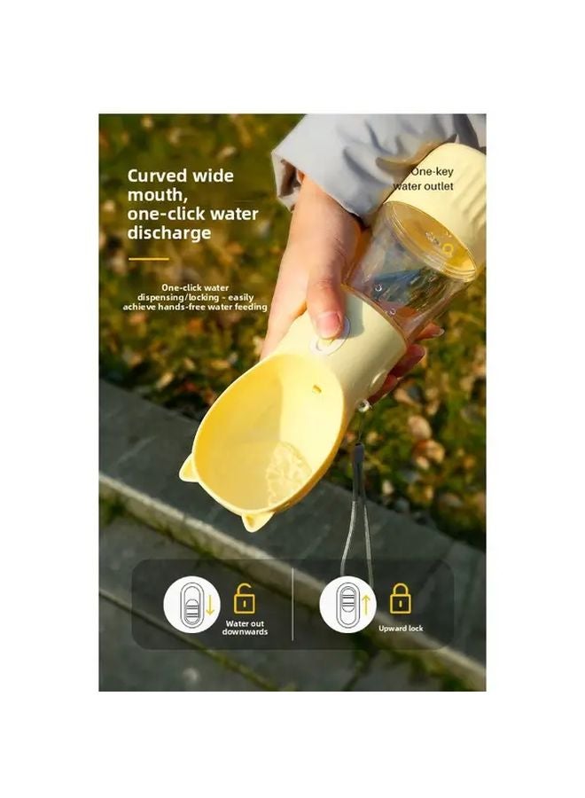 وعاء طعام الحيوانات الأليفة المحمول القابل للطي مع حبل زجاجة طعام سفر صفراء مقاومة للانسكاب - Image 5