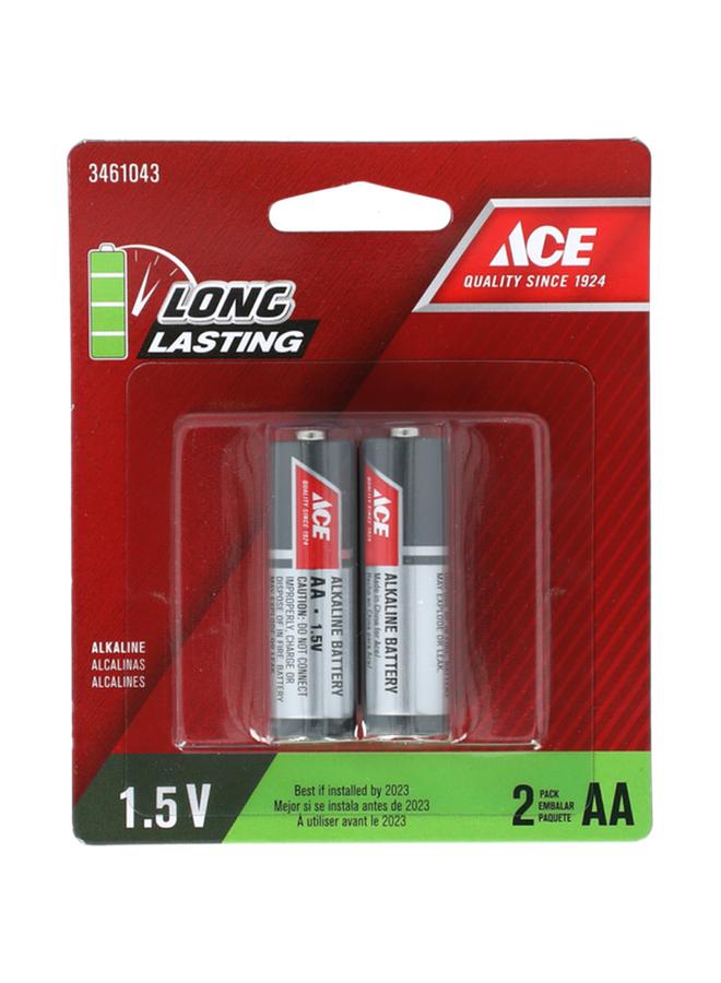 ACE 2-Piece 1.5V Alkaline AA Battery Black and Silver LR6UD-2B 