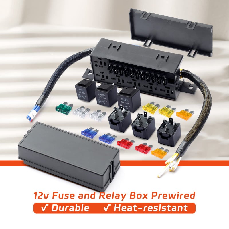Generic Mhrxusd 11 Way Fuse Relay Box Block 12v Pre-Wired for Automotive, 11 Slot Fuse Box and 6 Slot 4 Pin Relay Panel,12V Universal Fuse Block with Relay Panel Vehicles Car Marine Boat  - Image 2