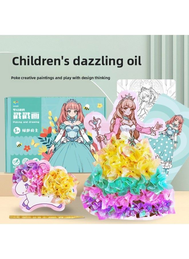 Generic - Children's Educational Toys Online Red Pokes Princess DIY Dress-up Color Filling Creative Hand-painted Stickers Full Set-Color:Princess Pink-6-in-1 Stamp Painting - Image 1