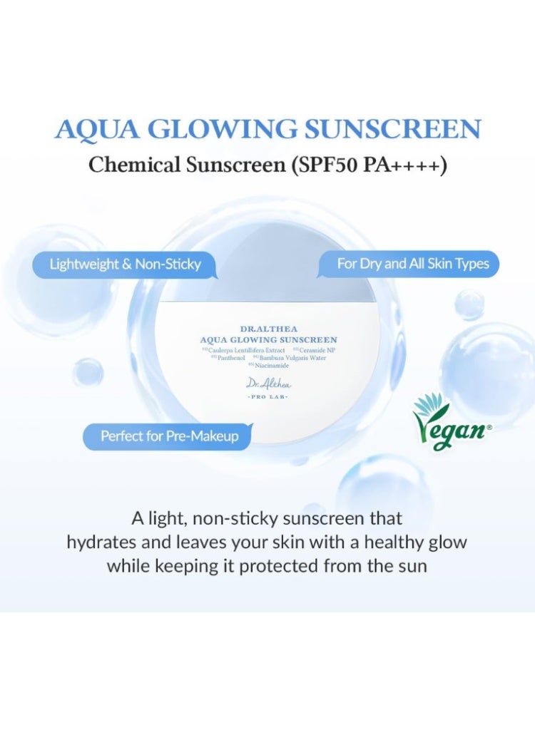 دي آر.ألثيا Dr.Althea Aqua Glowing Sunscreen واقي شمس خفيف ومرطب للحماية اليومية ومنح البشرة إشراقة ولمسة ندية طبيعية - Image 3