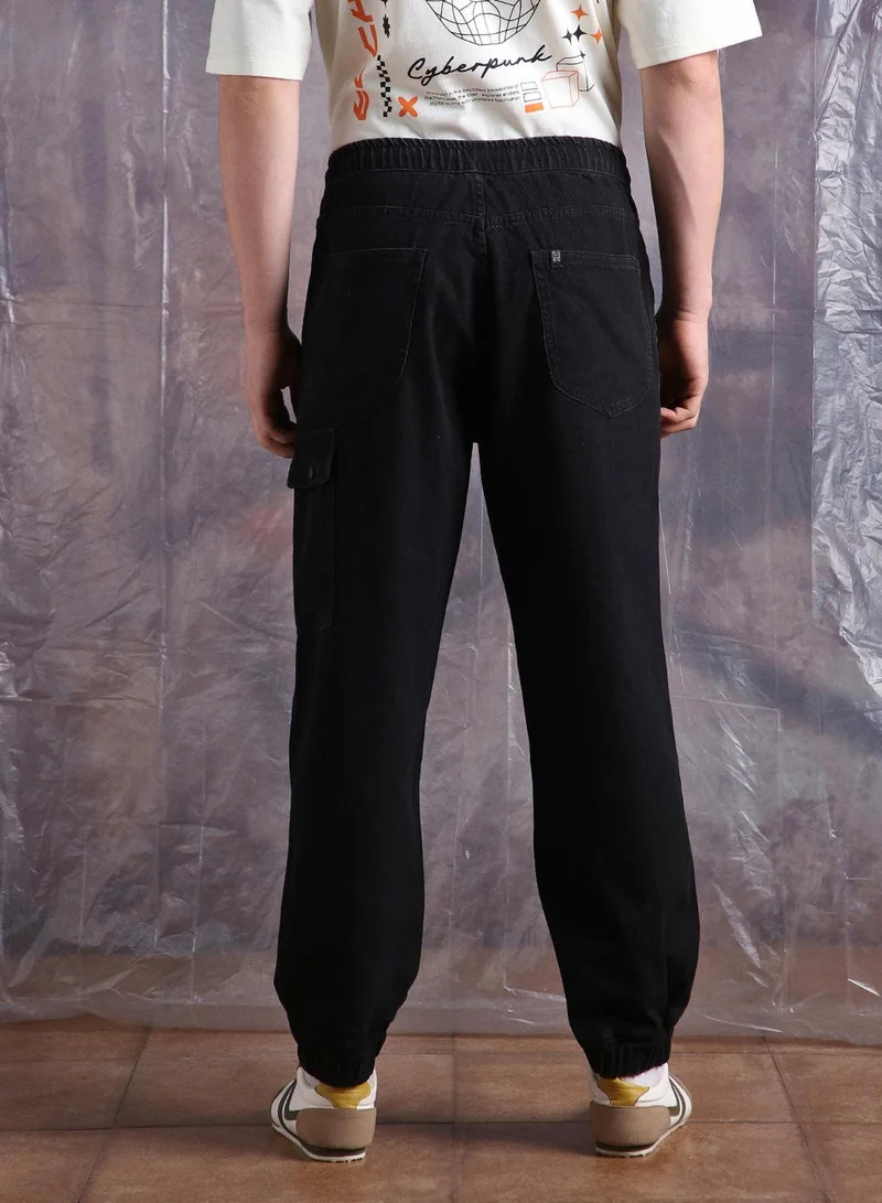 Hubberholme Men Comfort Straight Fit Clean Look Cargo Jogger Cotton Jeans