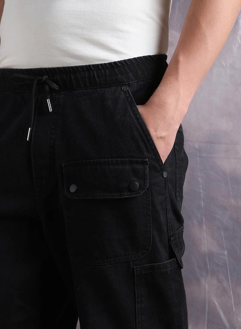 Hubberholme Men Comfort Straight Fit Clean Look Cargo Jogger Cotton Jeans