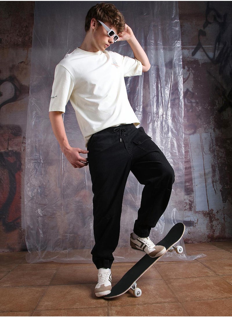 Hubberholme Men Comfort Straight Fit Clean Look Cargo Jogger Cotton Jeans  - Image 1