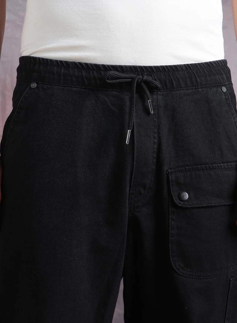 Hubberholme Men Comfort Straight Fit Clean Look Cargo Jogger Cotton Jeans