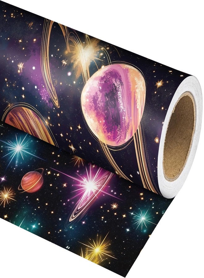Vnaaem Rainbow Galaxy Wrapping Paper Roll - Reversible Rainbow Galaxy, Solar System Planet, Night Sky Design Gift Wrap for Holiday Birthday White Elephant Party (Total 28.5 sq.ft - Image 2