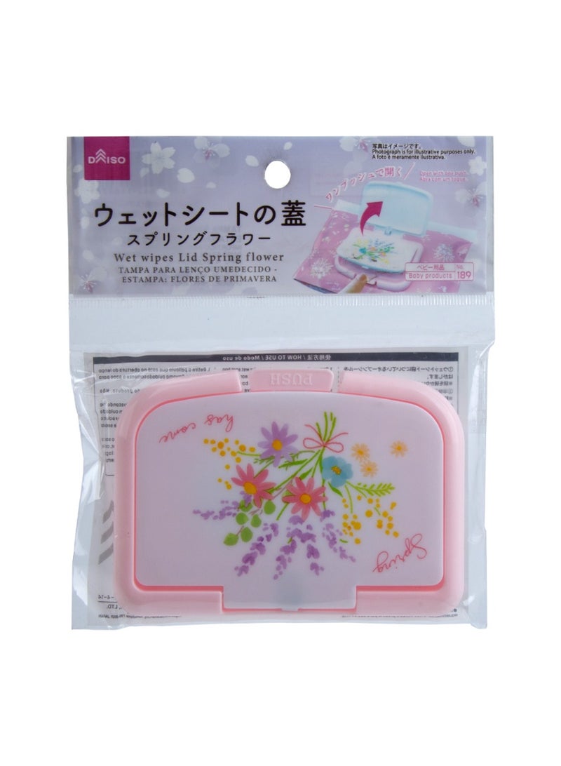 DAISO Spring Flower Wet Wipes Lid Pink – Decorative Flip Cap Cover for Tissue & Wipes Pack - Image 1
