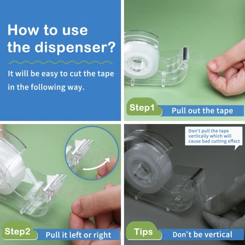 JEFURE 24 Pcs Transparent Tape with Dispenser, 0.7 in x 1000 in Clear Tapes and Refillable Dispensers, Office Tape Rolls with Dispenser Bulk for Craft Jobs, Gift Wrapping, Repairing, Home and School - Image 4