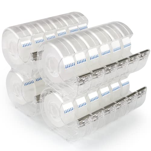 JEFURE 24 Pcs Transparent Tape with Dispenser, 0.7 in x 1000 in Clear Tapes and Refillable Dispensers, Office Tape Rolls with Dispenser Bulk for Craft Jobs, Gift Wrapping, Repairing, Home and School - Image 1