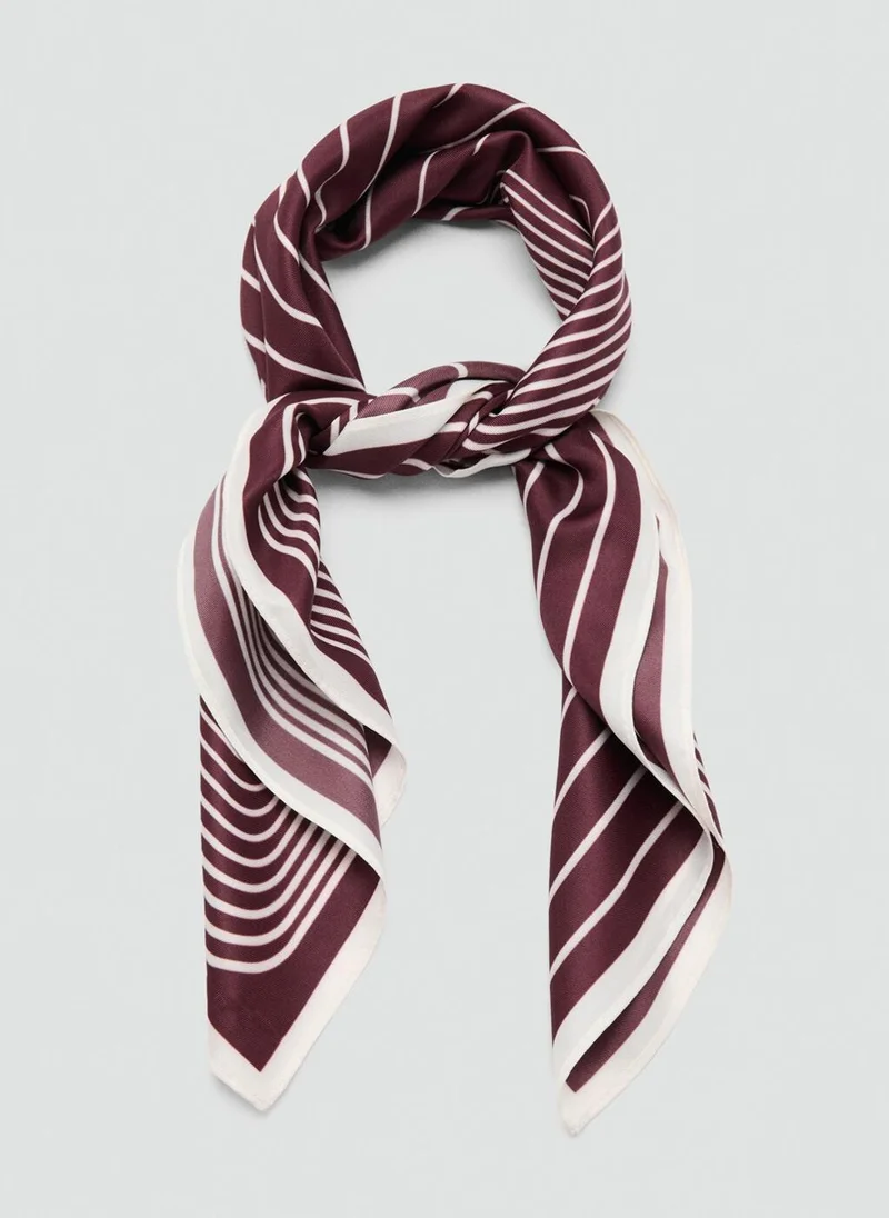 MANGO Satin check-print scarf