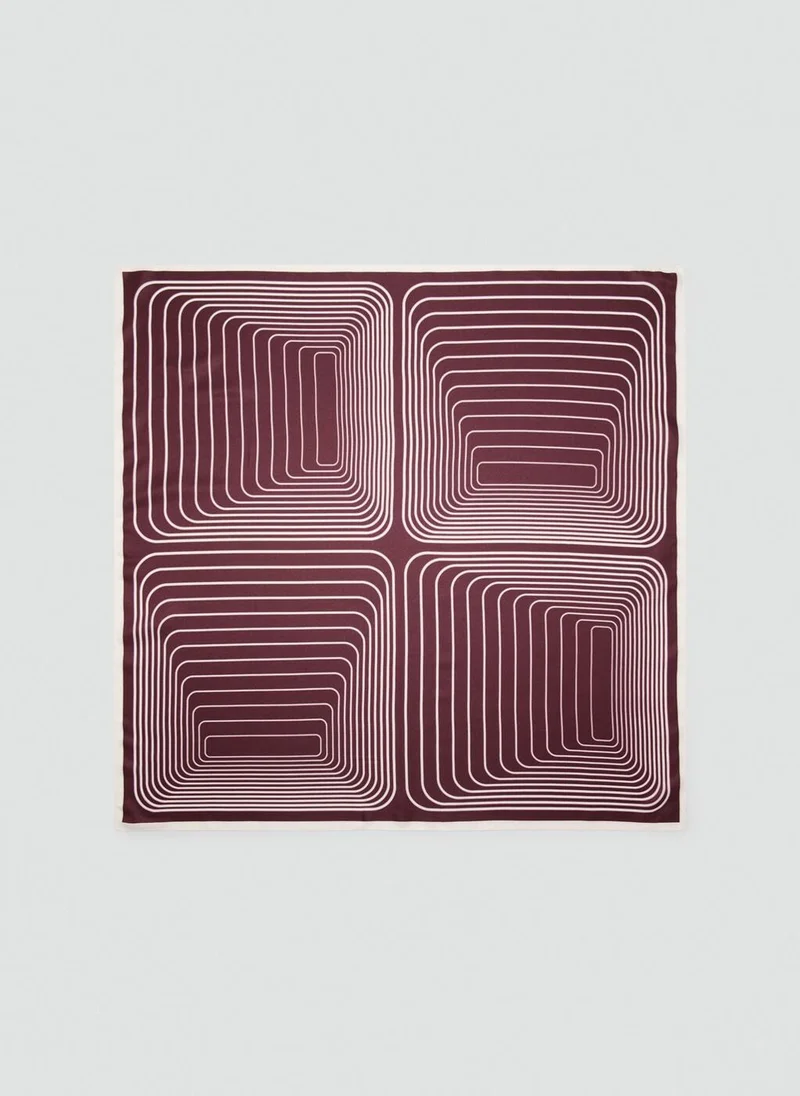 MANGO Satin check-print scarf