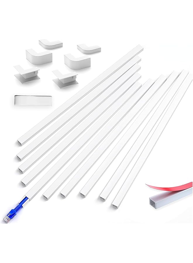 PROMASS 157in Cord Hider Wall for 1 Mini Cord, Cord Cover Wall, Mini Cable Hider, PVC Wire Hider Covers for Cords, Paintable Cable Cover Raceway, Wall Cord Cable Concealer, 10x L15.7 W0.47 H0.27in - Image 1