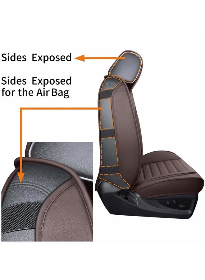 YIERTAI Truck Seat Covers for Chevy Chevrolet Silverado GMC Sierra Custom Fit 2007-2024 1500 2500 3500HD Trail Boss Z71 Crew Double Extended Cab Waterproof Leather(5 PCS Full Set/Brown) - Image 4