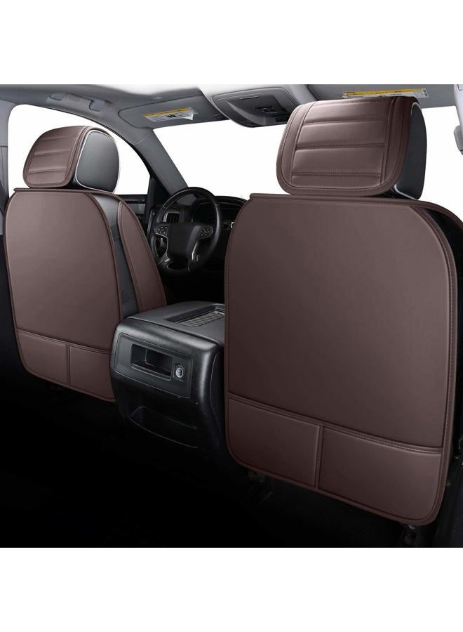 YIERTAI Truck Seat Covers for Chevy Chevrolet Silverado GMC Sierra Custom Fit 2007-2024 1500 2500 3500HD Trail Boss Z71 Crew Double Extended Cab Waterproof Leather(5 PCS Full Set/Brown) - Image 2