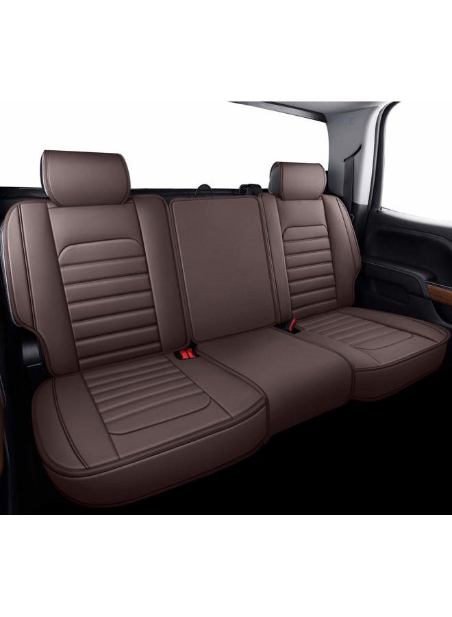 YIERTAI Truck Seat Covers for Chevy Chevrolet Silverado GMC Sierra Custom Fit 2007-2024 1500 2500 3500HD Trail Boss Z71 Crew Double Extended Cab Waterproof Leather(5 PCS Full Set/Brown) - Image 3