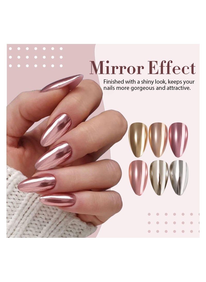 SYOSI 6 Jars Rose Gold Mirror Effect Manicure Pigment Glitter Dust for Salon Home DIY Nail Art Deco - Image 4