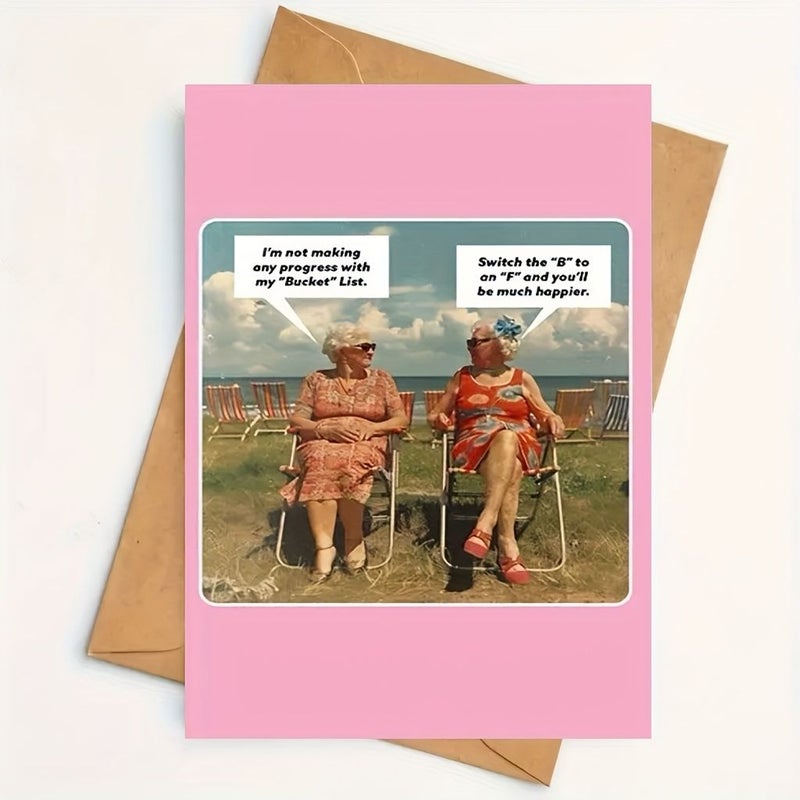 Rude Funny Birthday Card 3pc Khaki With Envelope For Best Friend Husband Wife - Image 2