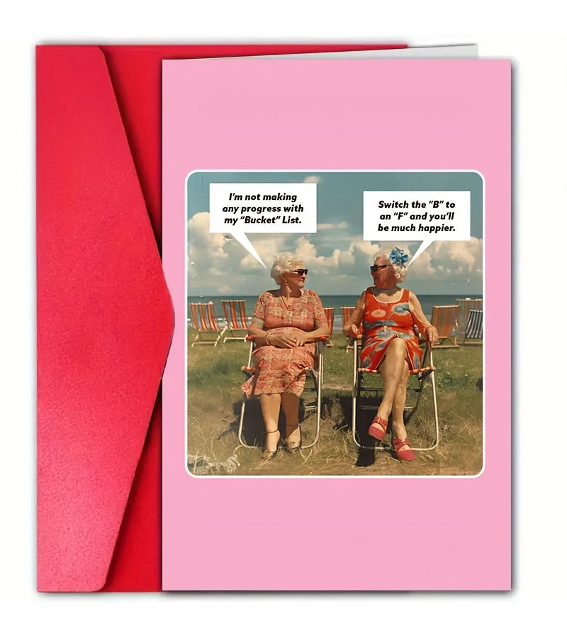 Rude Funny Birthday Card 3pc Khaki With Envelope For Best Friend Husband Wife - Image 1