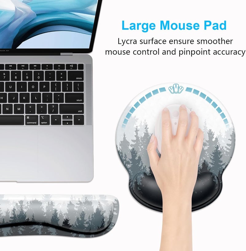 Dapesuom Keyboard Wrist Rest and Mouse Pad with Wrist Support, Cute Memory Foam Cushion for Keyboard and Mouse Set, Ergonomic Desktop Pad Rests with Non Slip Base for Easy Typing & Pain Relief, Forest - Image 5