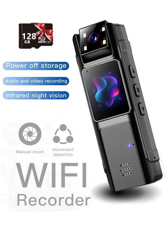Ultra HD 1080P WiFi Mini Camera Portable Sports DV Camera, Included 128G Card, Small Digital Video Recorder Police BodyCam IR Night Vision Camcorder - Image 1