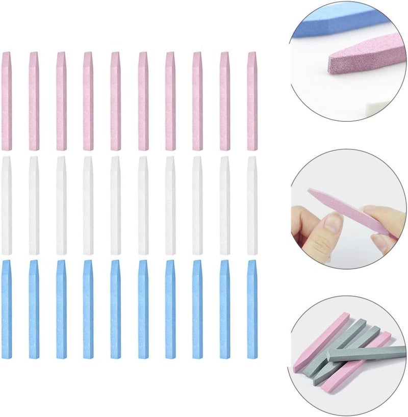 30pcs Nail File Cuticle Stone Sticks Nail Buffing File Manicure Tools for Home and Salon Care with White Red Blue Polished Sanding Buffers - Image 5
