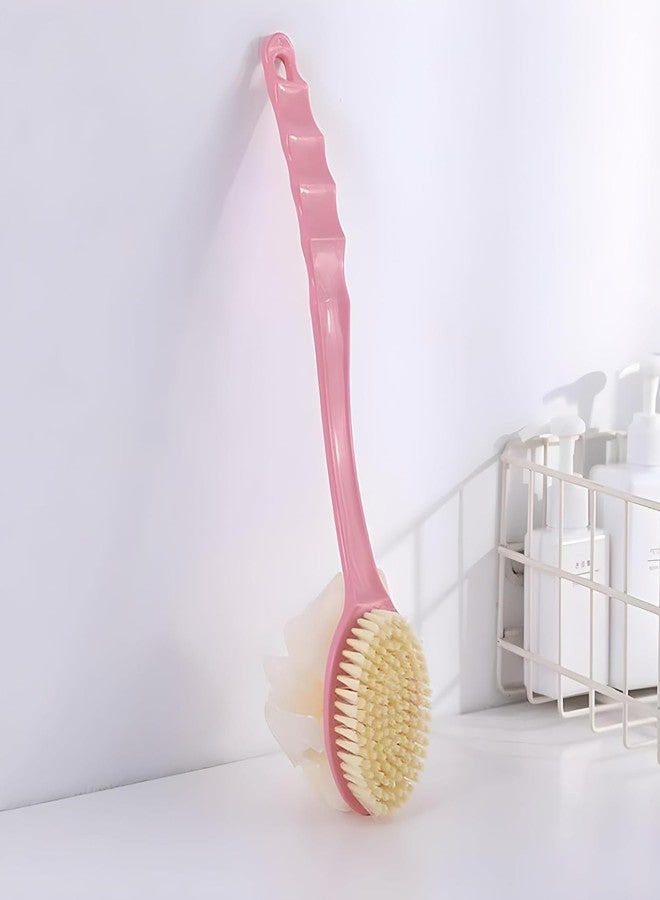 ARUP فرشاة استحمام ARUP 2 في 1 مع ليفة بمقبض وفرشاة تنظيف الظهر بشعيرات ناعمة ومريحة وليفة بمقبض طويل - فرشاة تنظيف مزدوجة الجوانب (ألوان متعددة) - Image 3