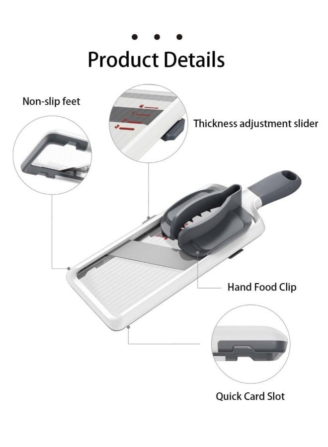 سلاسل يدوية متعددة الوظائف، قاطع خضار منزلي، لتقطيع البطاطس والجزر، تقطيع الخضار والفواكه، حماية يد قابلة للتعديل (رمادي) - Image 4