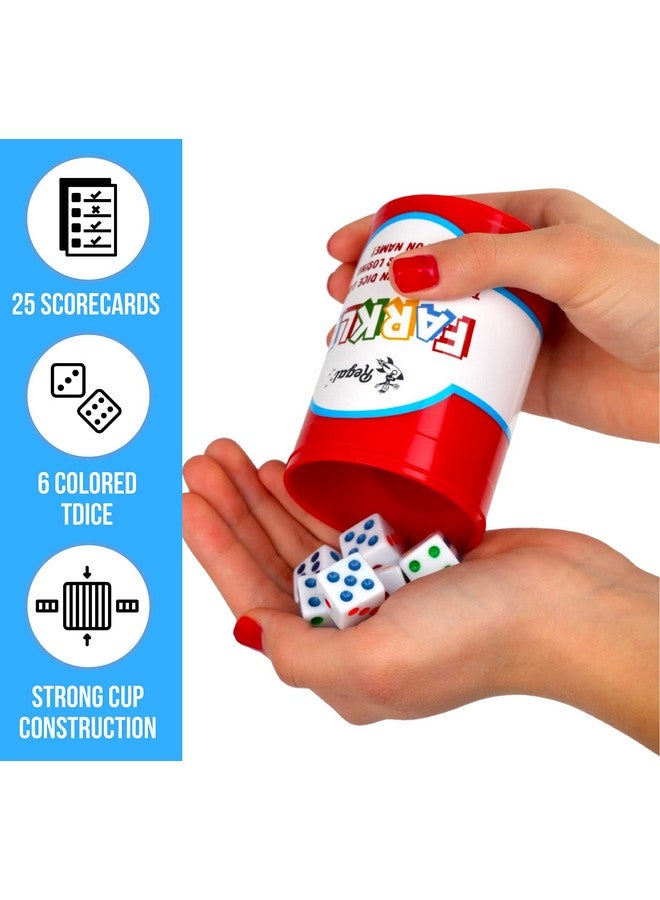 Regal Games - Farkle Classic Dice Game w/ 6 Colored Dice, 1 Convenient Dice Cup for Easy Shaking, and 25 Score Sheets - Fun Family Game for Travel, Camp, and More - Ideal for 2-4 Players (Ages 12+) - Image 4