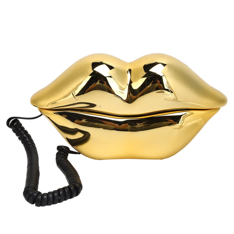 Lip Shape Telephone Electroplated Golden Landline - Exquisite Unique Model Answering Machine for Home Supplies - Image 2