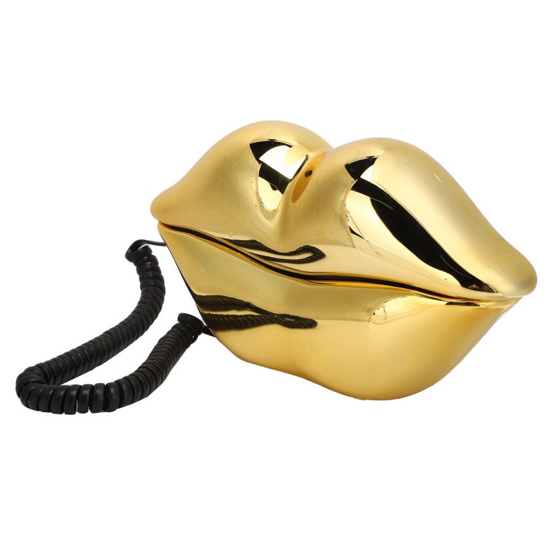 Lip Shape Telephone Electroplated Golden Landline - Exquisite Unique Model Answering Machine for Home Supplies - Image 5