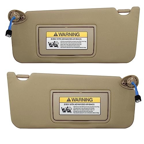 NHILES Left Driver & Right Passenger Side Sun Visor Compatible with Honda Accord 2008 2009 2010 2011 2012 2013 2014 2015 2016 2017 with Light Replaces # 83230TA0A91ZB (Beige) - Image 1