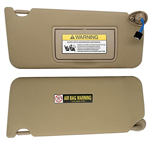 NHILES Left Driver & Right Passenger Side Sun Visor Compatible with Honda Accord 2008 2009 2010 2011 2012 2013 2014 2015 2016 2017 with Light Replaces # 83230TA0A91ZB (Beige) - Image 5