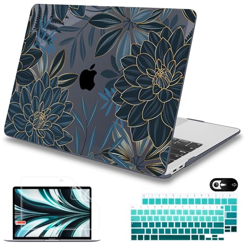 Mektron Case for MacBook Air 13 inch M1 A2337 A2179 A1932Hard Cover 20182021 Air 13inch with Touch ID Exclusively Designed Protective Shell with Keyboard SkinScreen ProtectorDahlia Flower C035 - Image 1