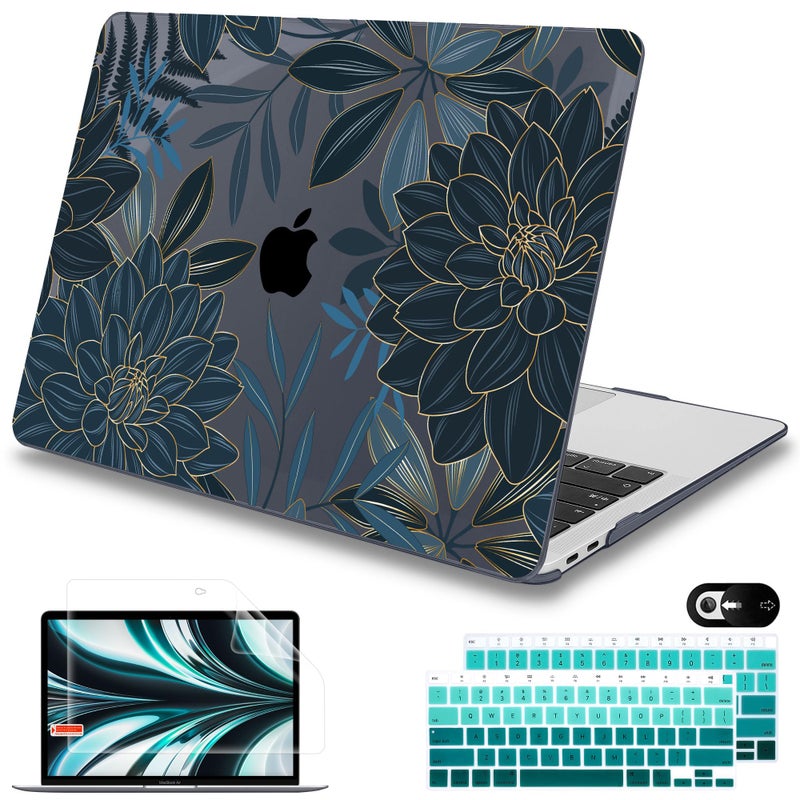 Mektron Case for MacBook Air 13 inch M1 A2337 A2179 A1932Hard Cover 20182021 Air 13inch with Touch ID Exclusively Designed Protective Shell with Keyboard SkinScreen ProtectorDahlia Flower C035 - Image 2